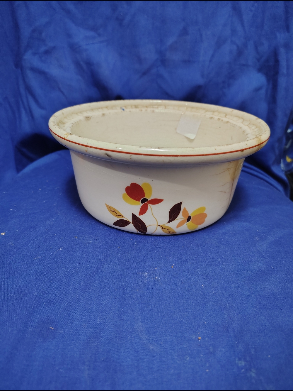 Columbia White Ceramic Bakeware Dish with Yellow and Brown Floral Design